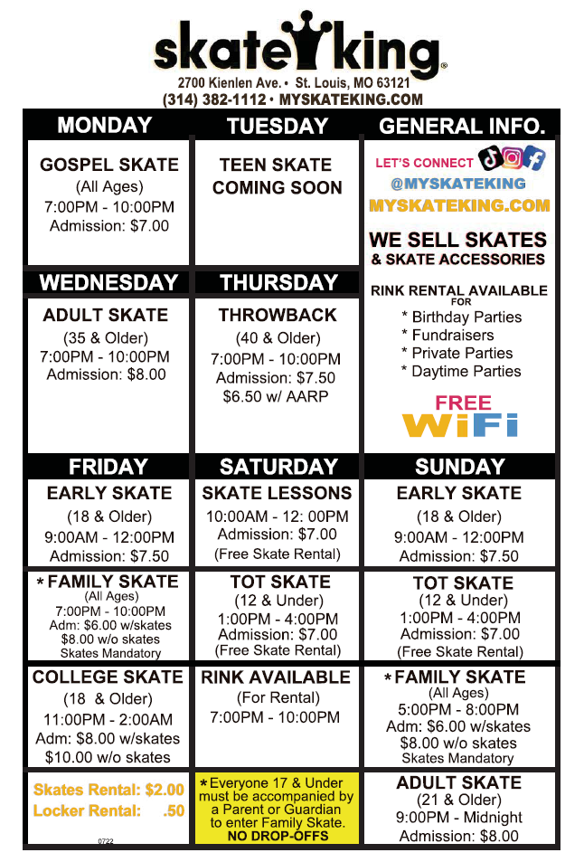 SkateKing Schedule Flyer